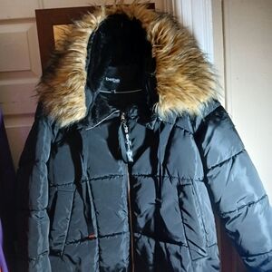 Bebe Sport Black Quilted Jacket with Faux Fur
